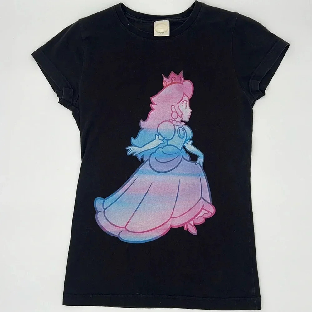 Hot Topic Nintendo Collab Princess Peach Rainbow Fade Graphic T-Shirt Medium